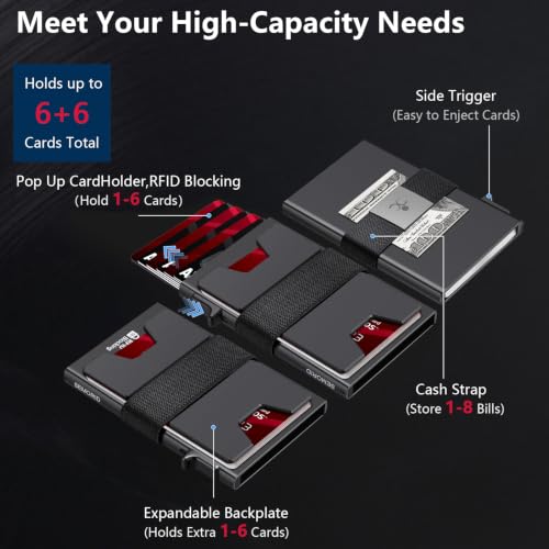 SEMORID Slim Aluminum Wallet for Men - RFID Blocking, Holds 12+ Cards