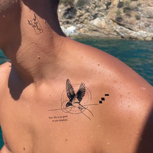 Semi-Permanent Tattoos for Men, 2 Sheets Large Realistic Designs