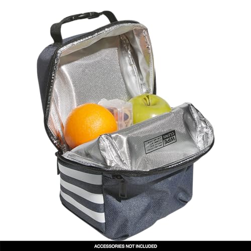 adidas Santiago Insulated Lunch Bag (6.5L) with Clip Lock Handle, Twill Onix Grey/Black, One Size