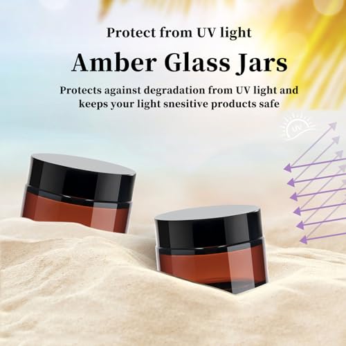 Amber Glass Jars 1 oz with Lids, 4 Pack Small Cosmetic Containers