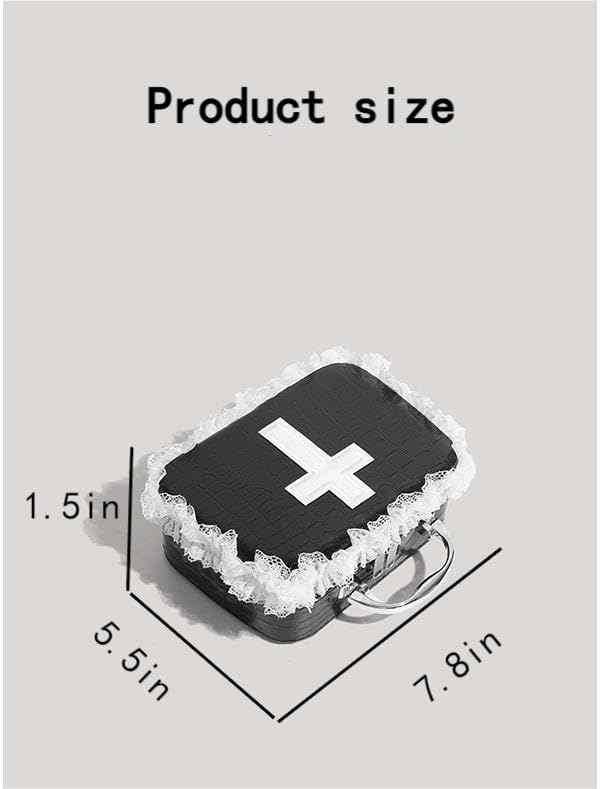 RRISETAG Goth Makeup Bag PU Leather Gothic Makeup Pouch Punk Handbag Goth Bag for Halloween Parties and Everyday Use