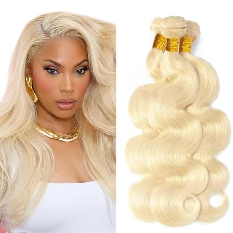 613 Blonde Body Wave Human Hair Bundles - 3 Pack, 14 Inch