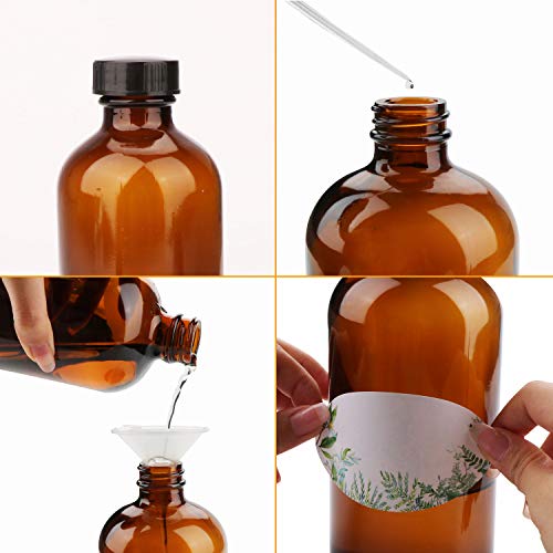 8oz Amber Glass Bottles with Lids, 20 Pack