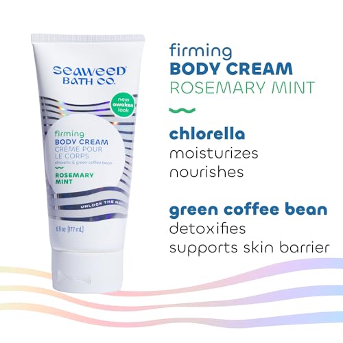 Seaweed Bath Co. Firming Body Cream, Rosemary Mint Scent, 6 Ounce, Skin Toning Hand & Body Lotion Moisturizer for Dry Skin, with Sustainably Harvested Seaweed, Chlorella, Green Coffee Bean