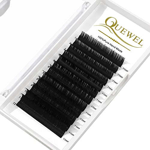 QUEWEL Eyelash Extension Supplies 0.15 D Curl 11mm Classic Individual Lash Extensions|Optinal 0.03/0.05/0.07/0.10/0.15/0.20 C/D Single 8-25mm Mix 8-14mm 15-20mm 20-25mm|(0.15 D 11mm)