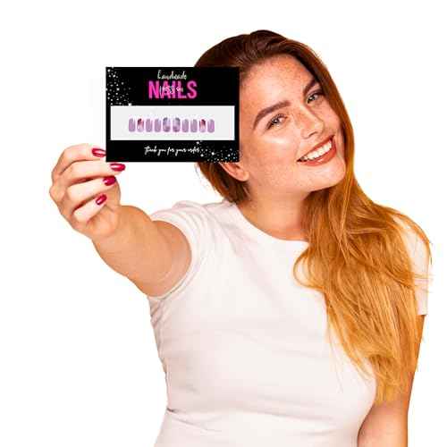 Handmade Acrylic Press On Nails Display Card | 5x7¡± 30 pk | w/Application Aftercare Instructions Inserts Hot Pink & Black Add to Your Bags to Display Nails