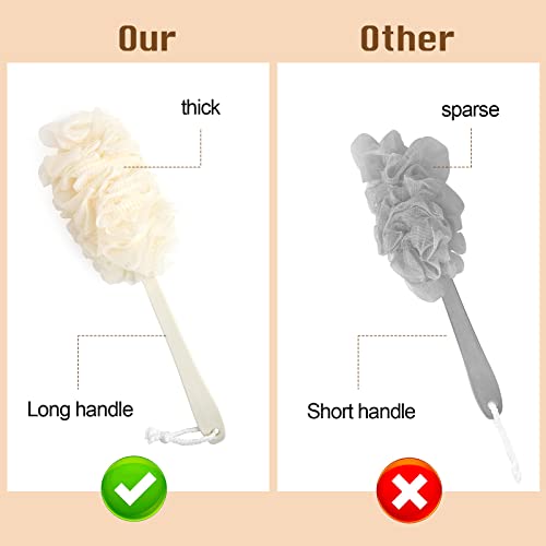 2-Pack Back Scrubber with Long Handle - Loofah Exfoliating Brush