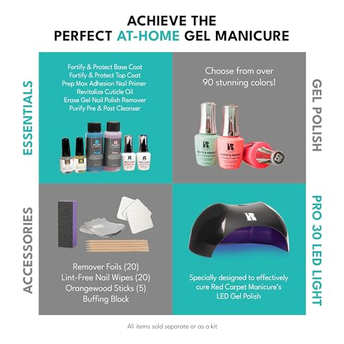 Red Carpet Manicure Fortify & Protect Bright Pink Crème Gel Polish for Strong, Healthy Nails - Infused with Vitamin A & Biotin - (Cherry Blossom Beauty) Led Nail Gel Color, 0.3 Fl Oz