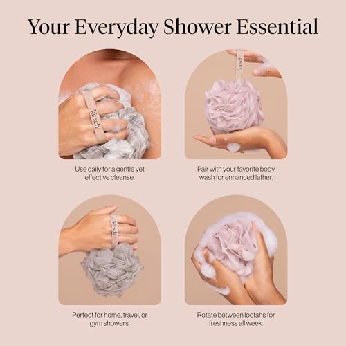 Kitsch Soft Mesh Shower Loofah 3-Pack - Gentle Exfoliating Bath Sponge