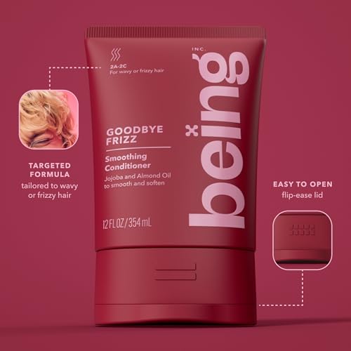 Being Goodbye Frizz Smoothing Shampoo & Conditioner Set for Wavy Hair - Jojoba & Almond Oil, 354mL