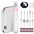 Pink Cordless Electric Nail Drill File Kit with 10 Accessories & LED Lamp