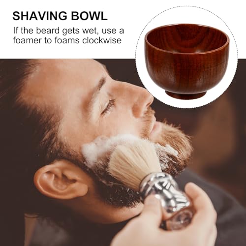 Mipcase Wooden Shaving Soap Bowl for Men Durable Thick Shave Mug with Smooth Polished Surface Comfortable Handle 3.74 X 3.74 X 2.75 Inch Shaving Accessory