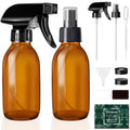 Tecohouse Amber Glass Spray Bottles 4 OZ, 2 Pack - UV Protected, Refillable, Eco-Friendly