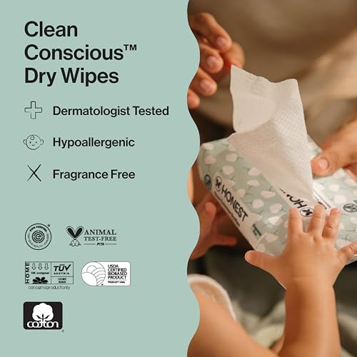 Honest Company 100% Organic Cotton Dry Wipes, 192 Count