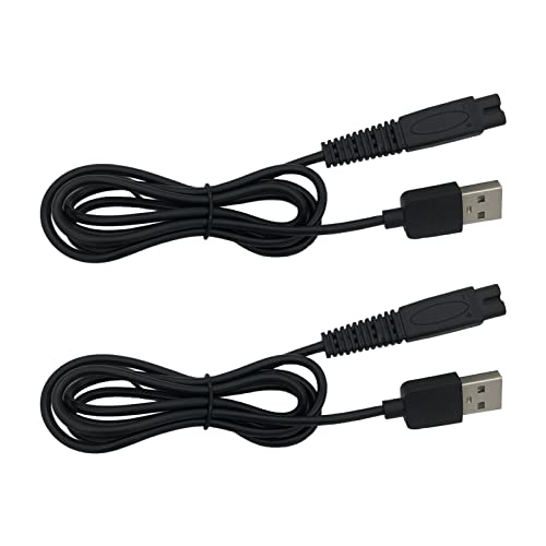 Charger Replacement for Skull Shaver Pitbull/Palm/Silver, MicroTouch Solo Razor - USB Power Cord Accessories and Clean Brush 2-Pack