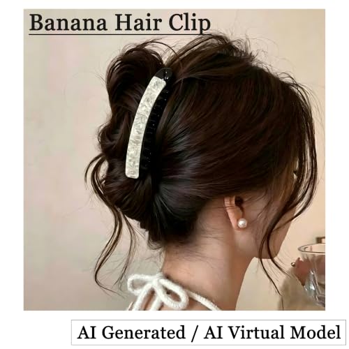 2PCS Large Banana Hair Clips for Women - Non-Slip Ponytail Holders