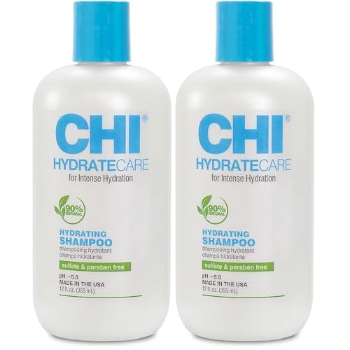 CHI HydrateCare - Hydrating Shampoo 12 fl oz - Balances Hair Moisture and Superior Protection Against Damage and Hair Breakage (Pack of 2)