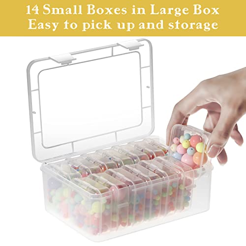 Mathtoxyz Small Bead Organizers, 15 Pieces Plastic Storage Cases Mini Clear Bead Storage Containers Transparent Boxes with Hinged Lid and Rectangle Clear Craft Supply Case