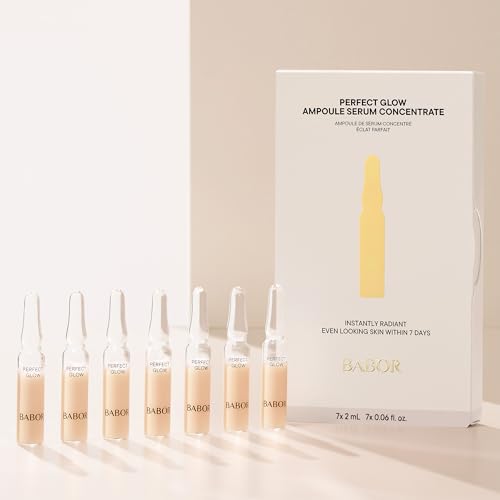 BABOR Perfect Glow Ampoule Serum Concentrates, Perfection Peptide P3 and Glow Pigments to Plump and Even Skin Tone, Brighten and Revitalize Dull and Dry Skin