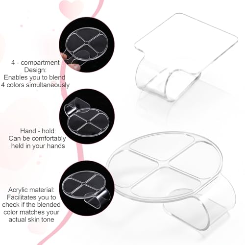 2-Piece Clear Acrylic Makeup Palette Set with Mixing Sticks