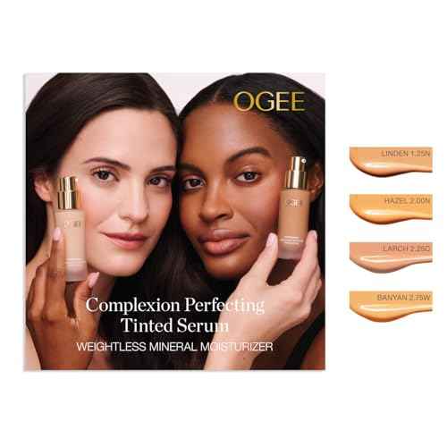 Ogee Complexion Perfecting Liquid Foundation - Lightweight Tinted Moisturizer For Face (Linden 1.25N - Light Beige, Neutral Undertone) - with Vitamin C & Jojoba Oil - Certified Organic & Made in USA