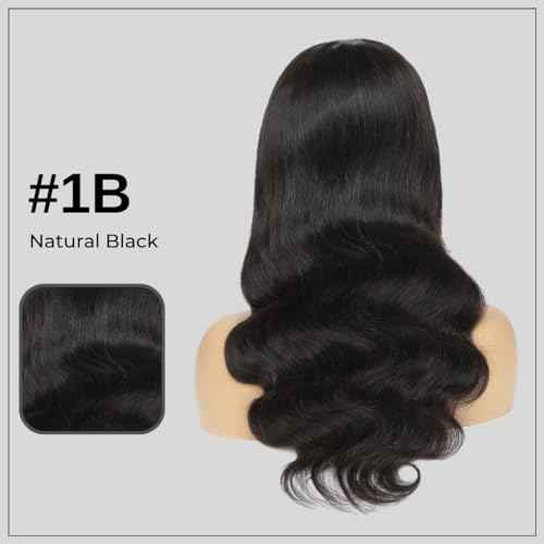 ALHER Small Cap Lace Front Wigs Human Hair Pre Plucked Body Wave, 13X4 HD Transparent Frontal Wigs 150 Density for Women,Small Cap Size 21-21.5 Natural Black Wavy Wig for Women 22 Inch