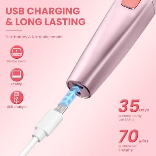 Eyebrow Facial Hair Remover - 2 in 1 Rechargeable Eyebrow Trimmer and Facial Hair Removal for Women, Painless Electric Hair Removal Device with LED Light for Face Eyebrows Peach Fuzz Lip Body