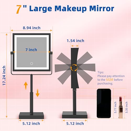 Ruacq Makeup Mirror with Lights, 7X Magnifying, 4000mAh Rechargeable
