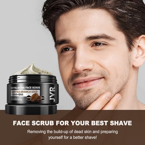JVR Blackhead Remover Mask + Face Scrub for Men + Face Moisturizer Cream Anti Aging Cream, Charcoal Peel Off Black Mask, Facial Mask Purifying and Deep Cleansing for All Skin Types