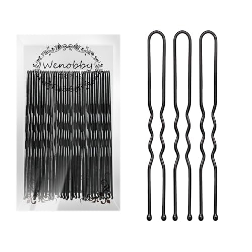 U-Shaped Hair Pins for Buns, 100 PCS Black Thick Bobby Pins