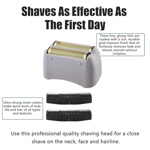 Replacement Foil Compatible with andis Foil Shaver TS-1 TS-2 17235 17150 17200, Replacement Head & Blades Compatible with andis TS-1 17235 TS-2 Pro Foil Lithium Titanium Foil Shaver, Gray - 2 Pack