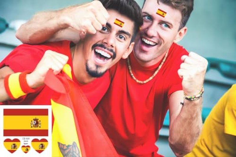 Spain Flag Temporary Tattoos - 10 Sheets Waterproof Sports Stickers