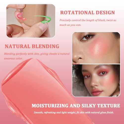 Cream Blush stick, Natural-Looking Matte Finish Makeup Blush stick, Hydrating Long Lasting Lightweight Blendable Blush for cheeks (#6 Bronze Glow, 1 PC)