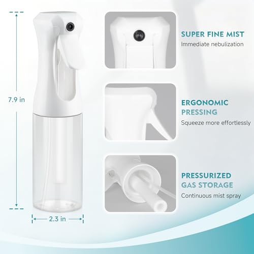 Continuous Spray Bottle for Hair 6.8oz | Ultra Fine Mist
