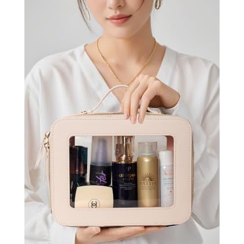 Travel Clear Makeup Bag Set, TSA Approved Cosmetic Bag Case with Zipper Portable Makeup Pouch Toiletry Bag Traveling Cosmetic Organizer Storage Bag Car Organizer Car Essentials