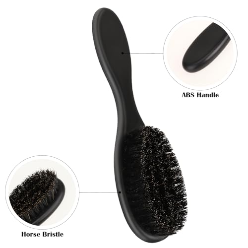 2 Pcs Hair Brush, Barber Brush, Slick Back Brushes Beard Fade Styling Comb Kit with Soft Bristles, Neck Duster Cleaning Brushes for Men, Cutting Shaving Accessories Grooming Tools with Handle (Black)