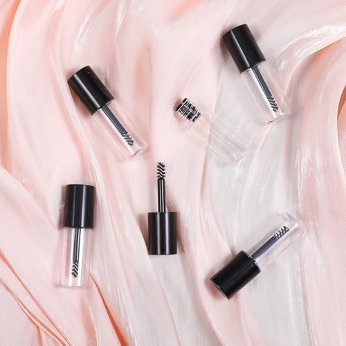 27Pcs Empty Mascara Tubes with Wand, 3ml Mini Empty Mascara Bottles with Brush Rubber Inserts Sample Size Travel Containers Eyelash Growth Packing with Leak-Proof Rubber Plugs Black