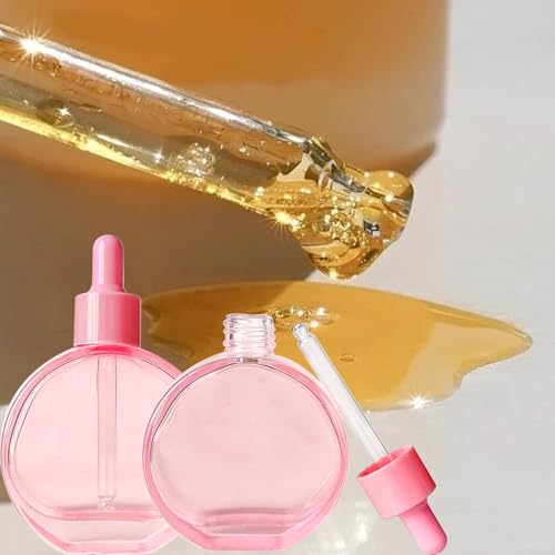 2 oz Pink Glass Dropper Bottles Set of 6 with Caps