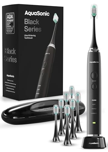 Aquasonic Black Series Electric Toothbrush with 8 Brush Heads
