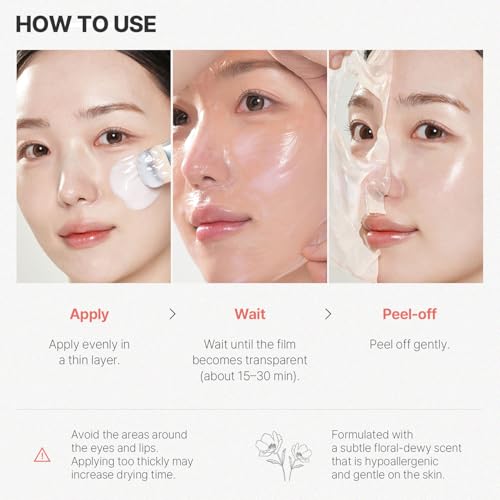 BHAB Peptide Peel Off Mask ? Glow Wrapping Mask with Vegan Collagen, Hyaluronic Acid, Ceramide & Centella, Firming Pore Smoothing Korean Face Mask for Radiance 2.53 fl oz (75ml)