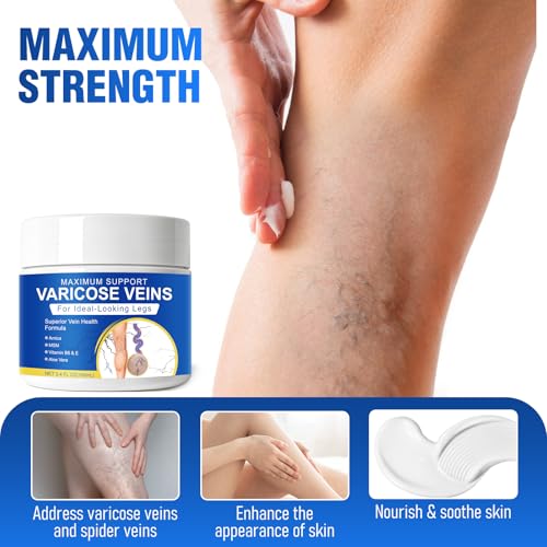 Varicose Veins Cream for Legs - Spider Veins Treatment, 3.4 Oz