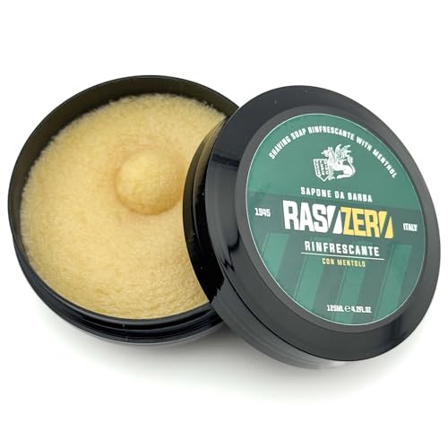 Rinfrescante Shaving Soap 125 ml ? Made in Italy Menthol Traditional Shaving Cream Soap for Men ? Refreshing Citrus Scent, Rich Lather & Smooth Comfortable Shave