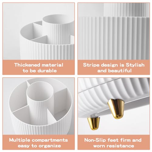 360° Rotating Makeup Brush Holder Organizer - White
