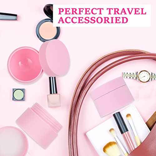Plastic Containers Akamino White Plastic Lotion Jar with Inner Liners and Dome Lids for Make-up Cosmetic, Creams, Lotions, Refillable Travel Airtight Container Storage (1.25 Oz, 37 ML, 12 PCS, Pink)