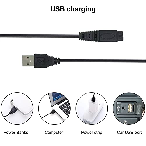 2 Pack Shaver Charger USB Cord for Microtouch Solo Electric Shaver Solo Trimmer Charging Cable 31.5 in with 4 Cleaning Brush