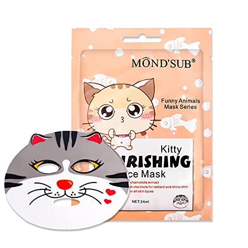 Animal Spa Mask, Character Masks Sheet- Penguin, Panda, Tiger, Cat -Nourishing Moisturizing Effects For All Skin Types- Birthday Party Gift for her, Girls Night, Spa Night, Beauty Gift (4pack)