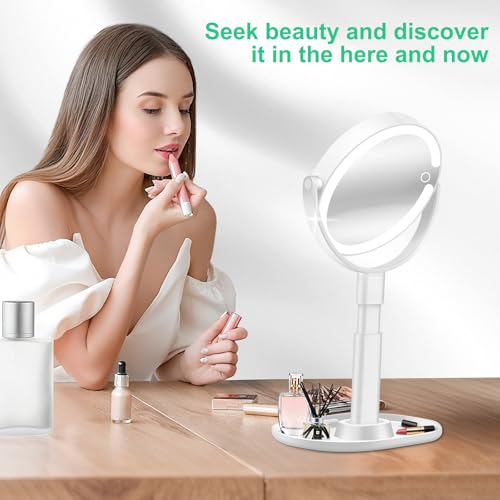 20X/1X LED Makeup Mirror with Lights & Phone Holder