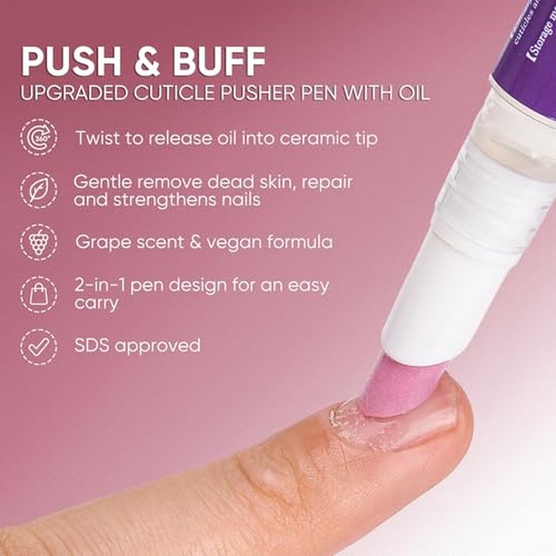 2-in-1 Cuticle Oil Pusher Pen with Nourishing Jojoba & Almond Oils