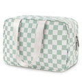 Narwey Large Capacity Checkered Makeup Bag with Handle