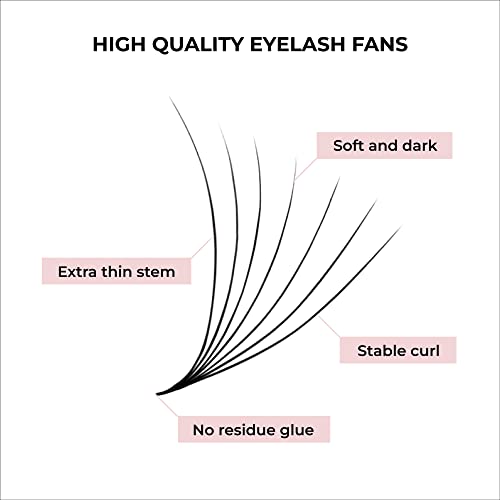 MDC LASHES Promades Eyelash Fan 500fans | 5D-16D, 0.05-0.07 Thickness, C/CC/D Curls, 8-18mm | Volume Lash Extensions Premade Lash Fans Pro Made False Eyelashes Pestanas Pelo A Pelo (7D-0.07-CC-11)